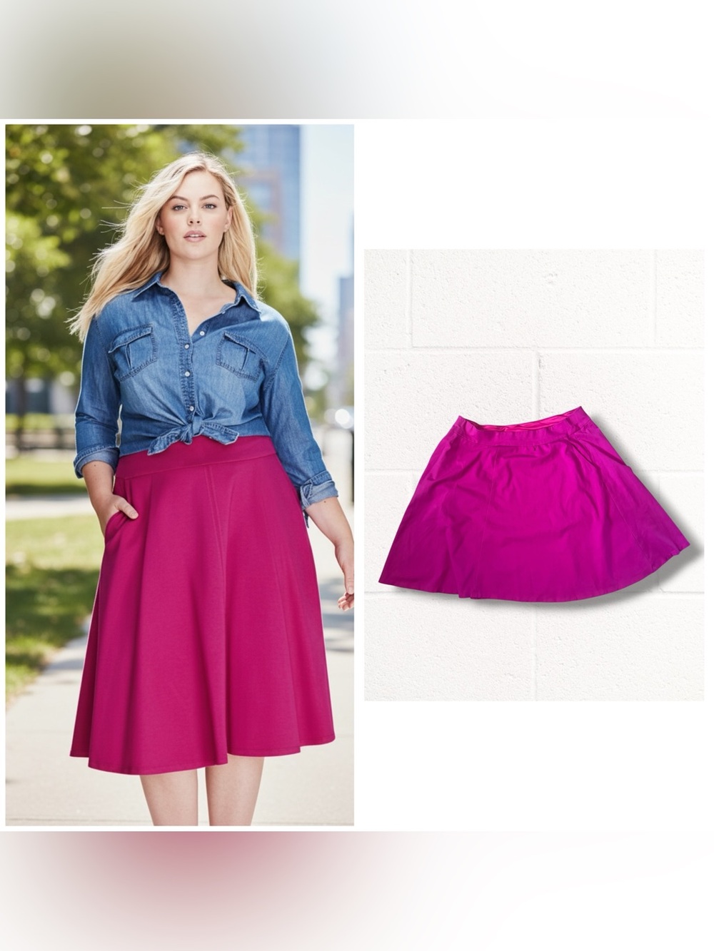 NEW Lane Bryant Pink Midi A-Line Skirt, 22/24
